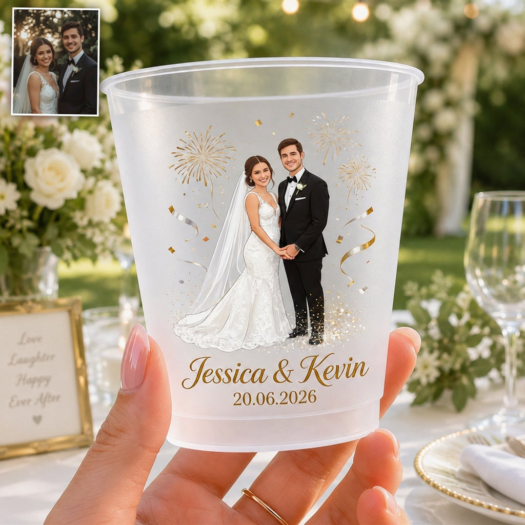 Personalized Frosted Cup Custom Names Wedding Anniversary Gift