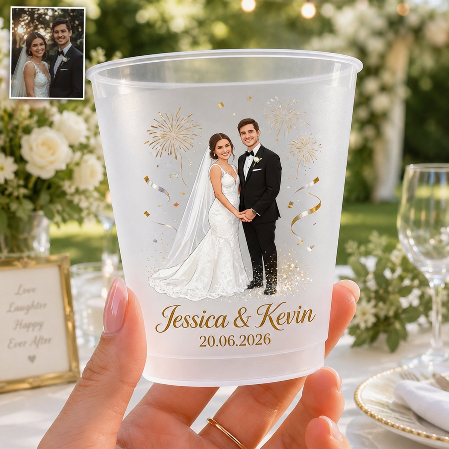 Personalized Frosted Cup Custom Names Wedding Anniversary Gift