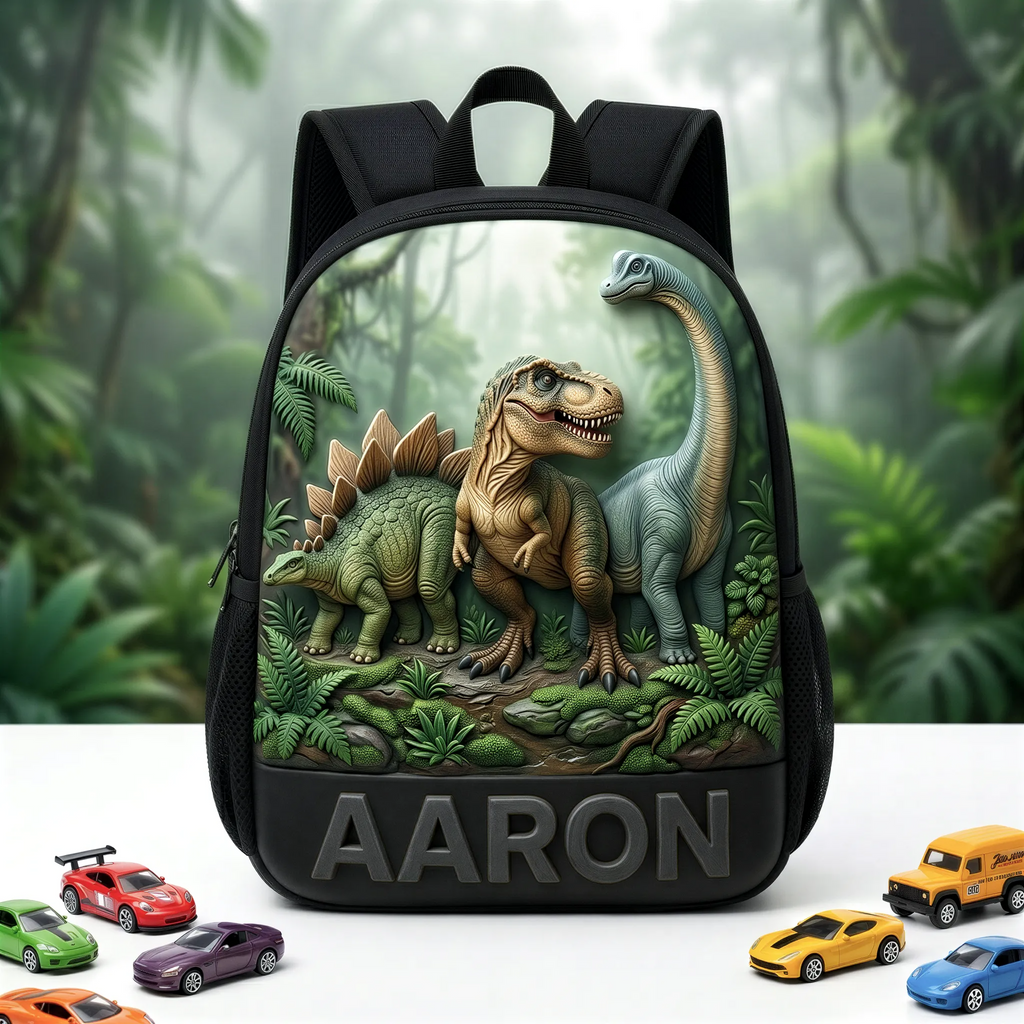 Personalized Dinosaur Backpack Set with Name - School Gift for Kids