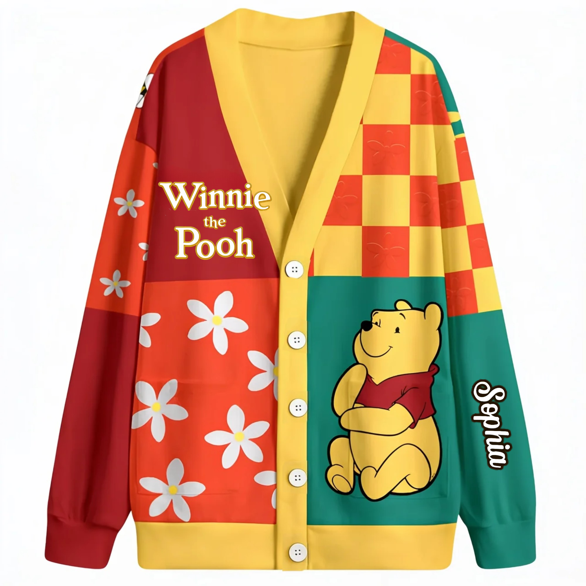 Personalized Winnie the Pooh Cardigan Custom Name Gift for Her Cardigan GradoCreations