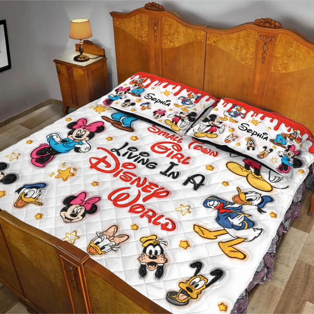Personalized Disney Quilt Bedding Set for Girls with Custom Name Quilted Bedding Set GradoCreations