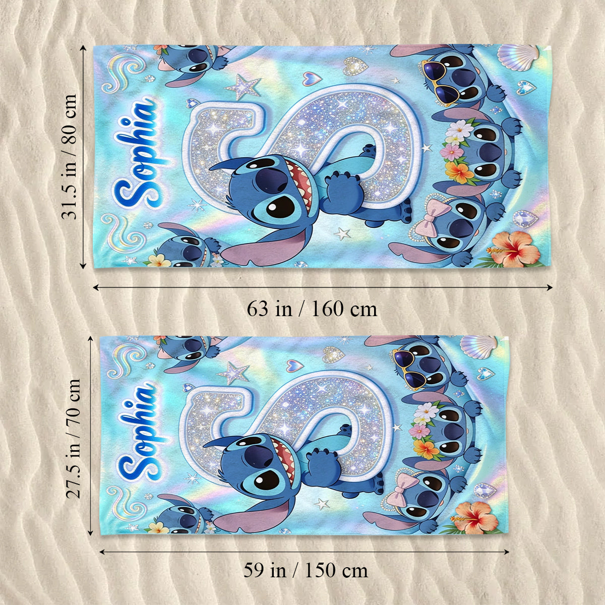Personalized Cute Blue Alien Beach Towel Summer Gift for Kids