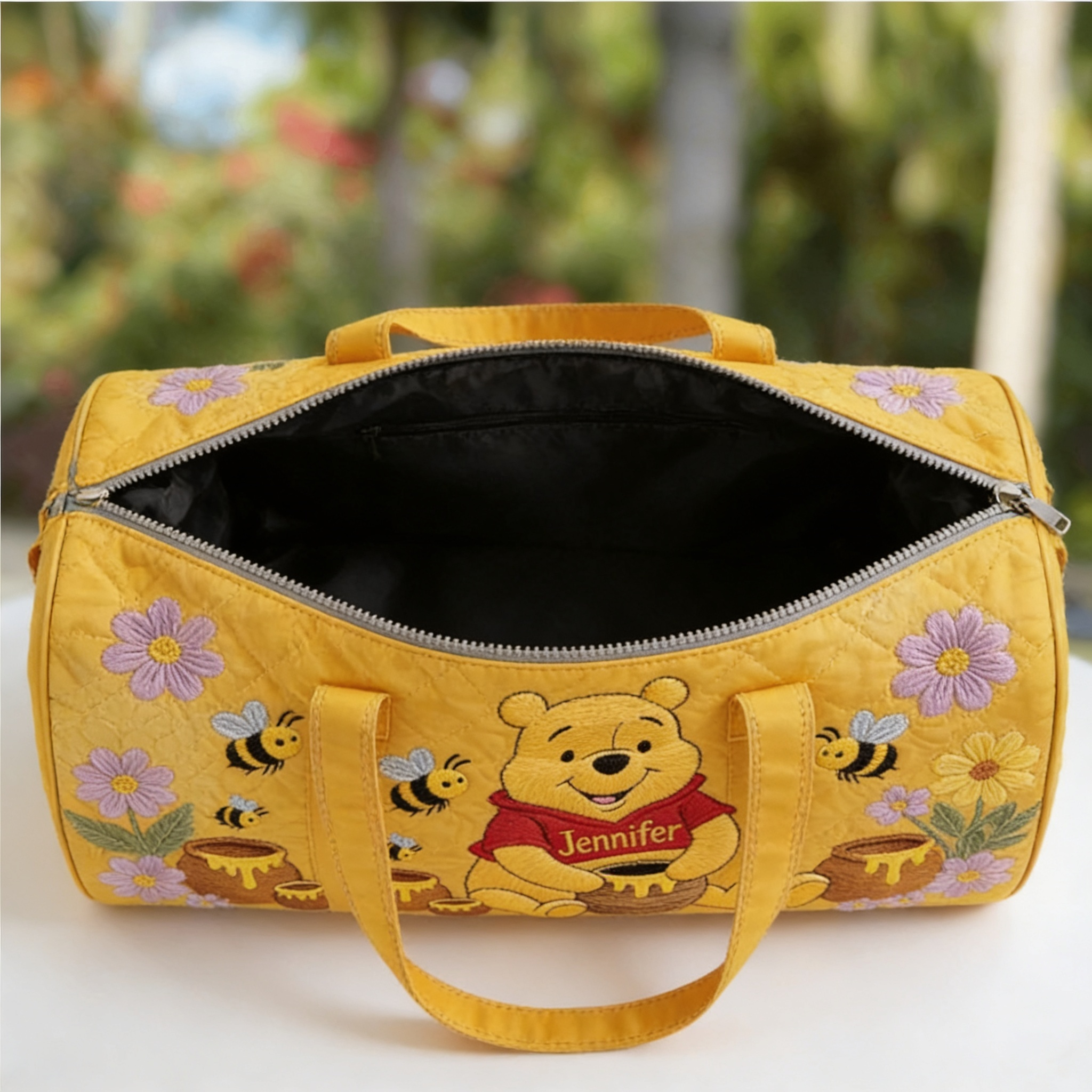 Personalized Quilted Duffle Bag with Honey Bear Design Gift for Movie Fans