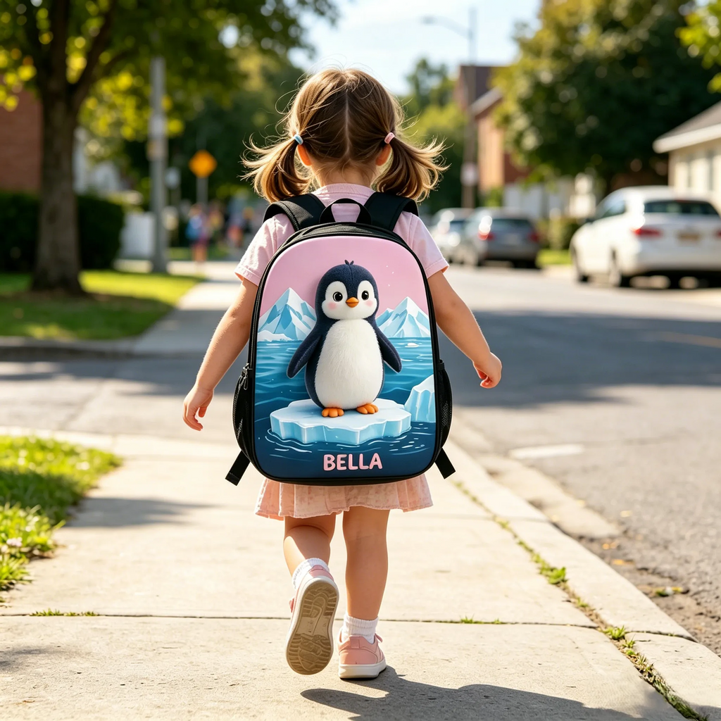 Personalized Cute Animal Backpack Set with Lunch Bag, Pencil Case & Water Bottle for Kids