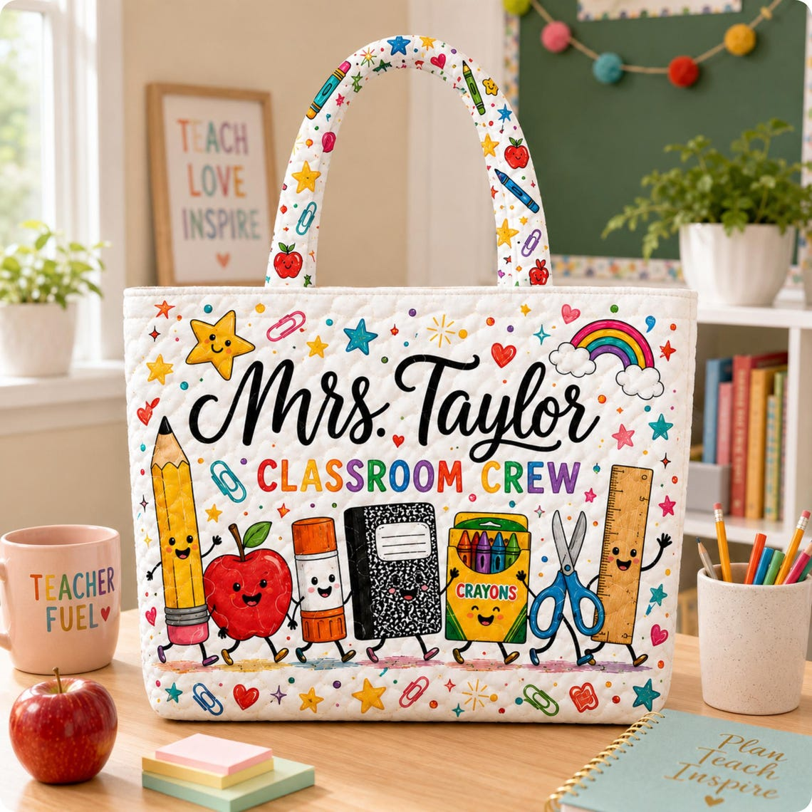 Personalized Teacher Tote Bag Classroom Crew Design for Educator Gift