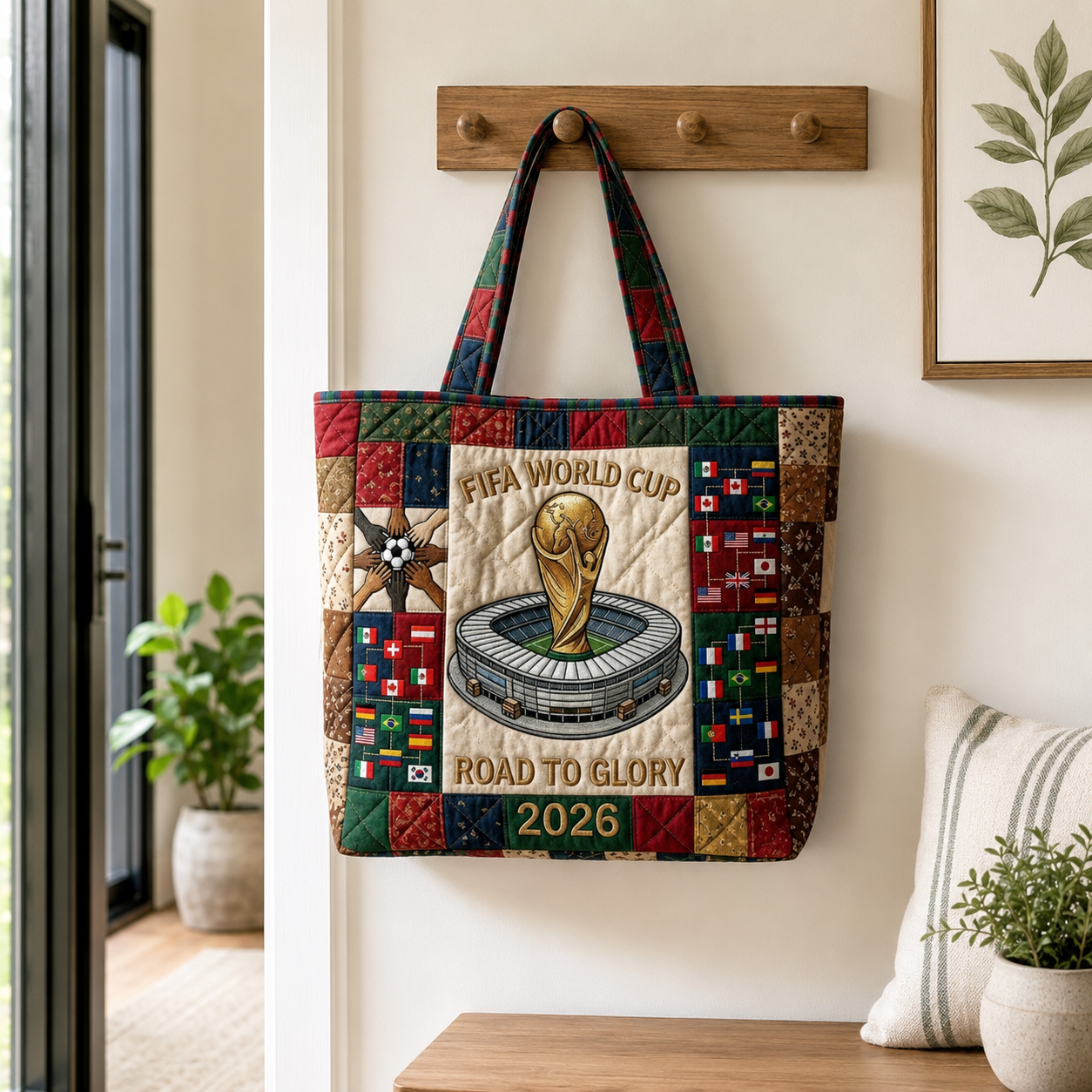 Quilted Tote Bag FIFA World Cup 2026 Road to Glory Gift for Soccer Fans