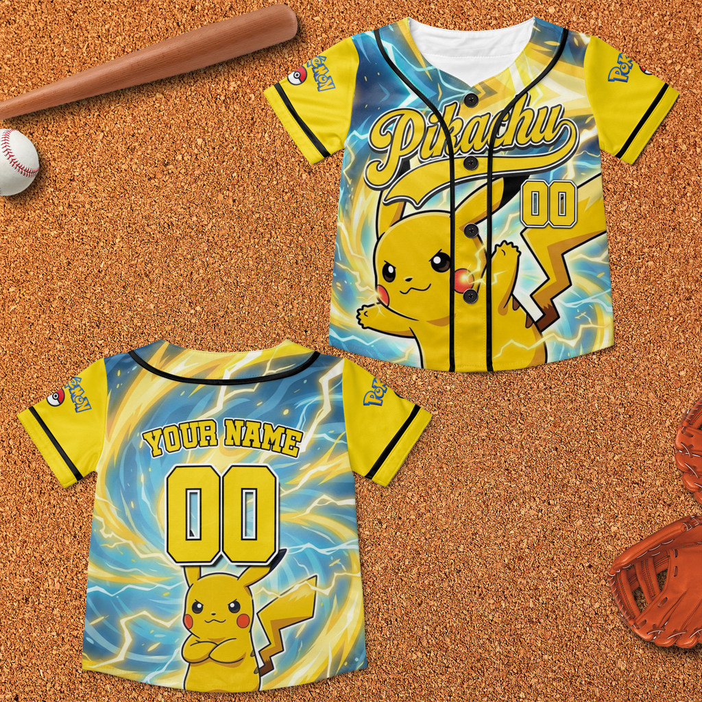 Custom Pokémon Baseball Jersey Personalized Gift for Kids - Anniversary Gift