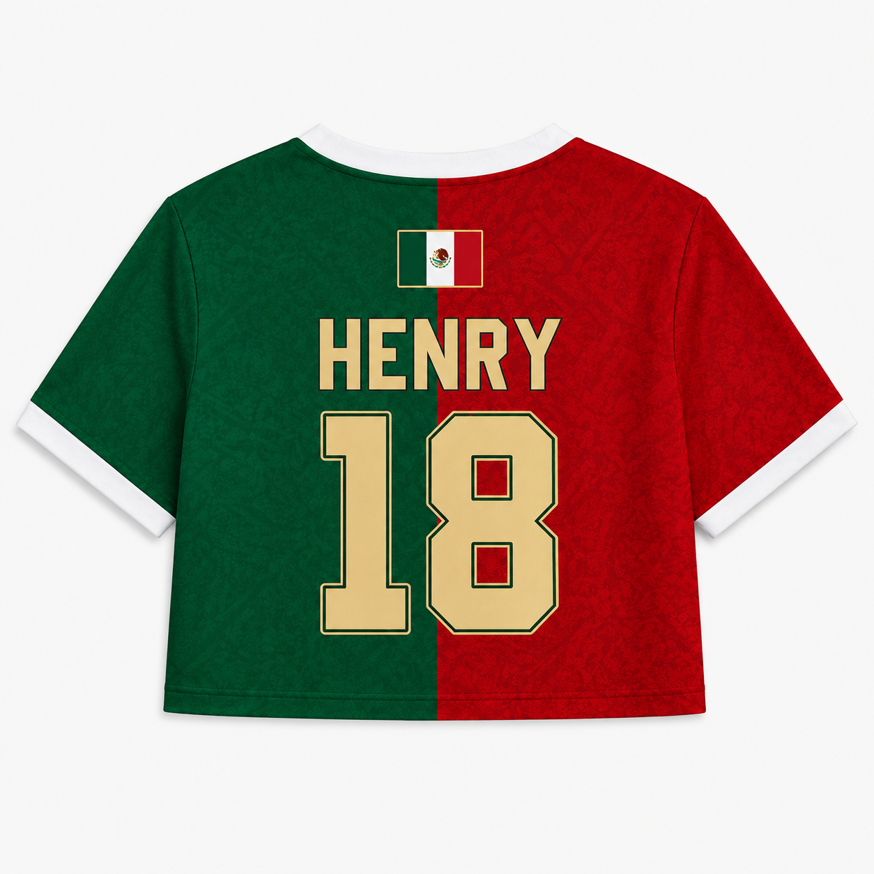 Personalized Mexico Soccer Jersey Crop Tee Custom Name Gift for Football Fans