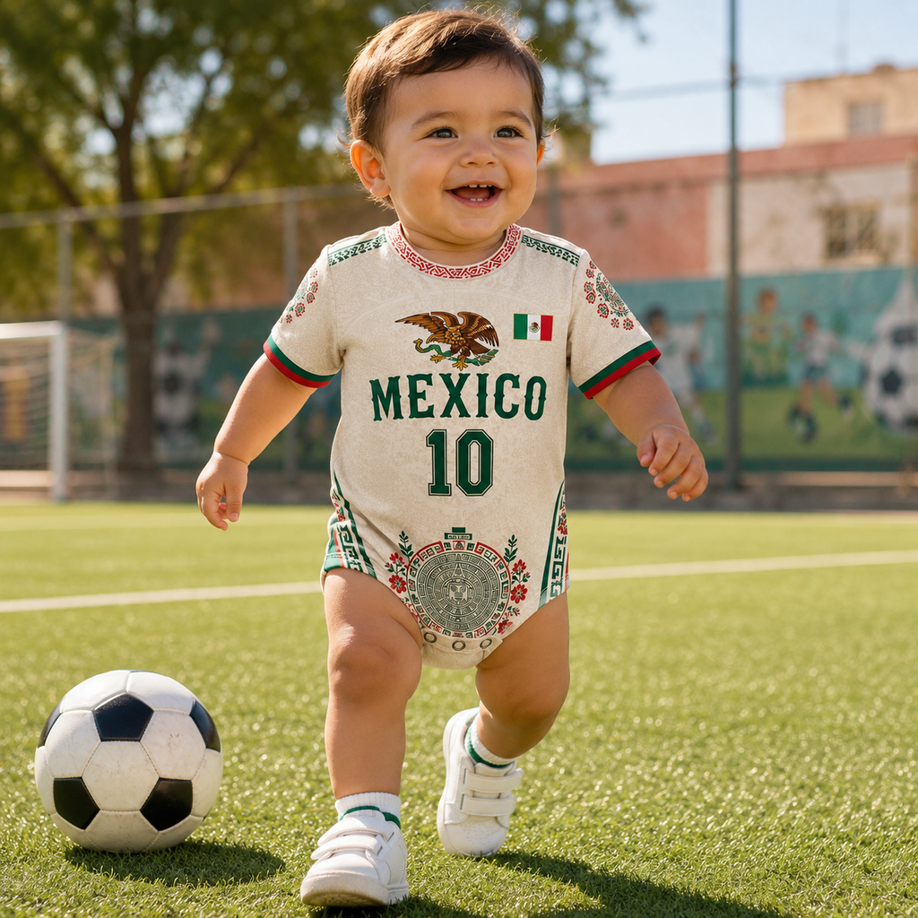 Personalized Mexico Soccer Bodysuit Cute Baby Gift for New Parents