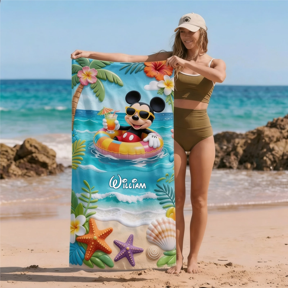 Personalized Beach Towel with Summer Vibes for Travelers