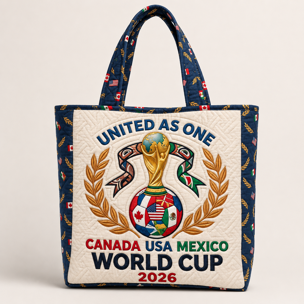 World Cup 2026 Quilted Tote Bag Gift for Soccer Fans