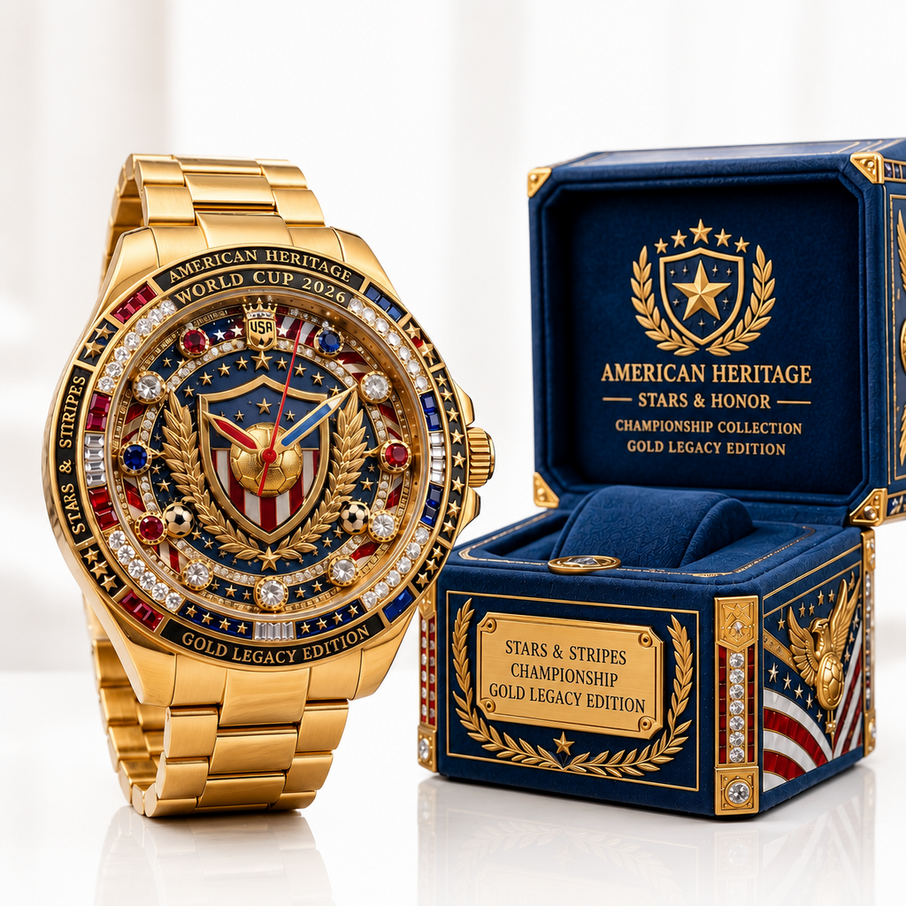 Personalized USA Flag Men's Wrist Watch Gift for Football Fans