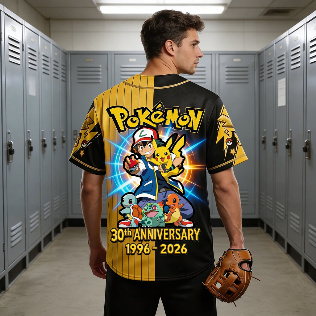 Personalized Pokémon Baseball Jersey for Adults & Kids - Anniversary Gift
