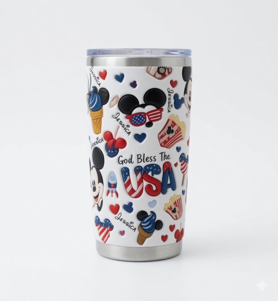 Personalized Stainless Steel Tumbler USA Design Gift for Patriots