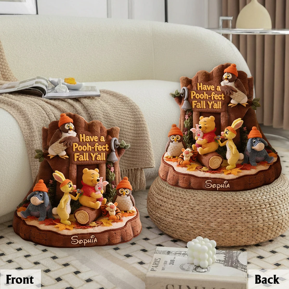 Personalized Honey Bear Pillow Autumn Vibes Gift for Kids Pillow GradoCreations