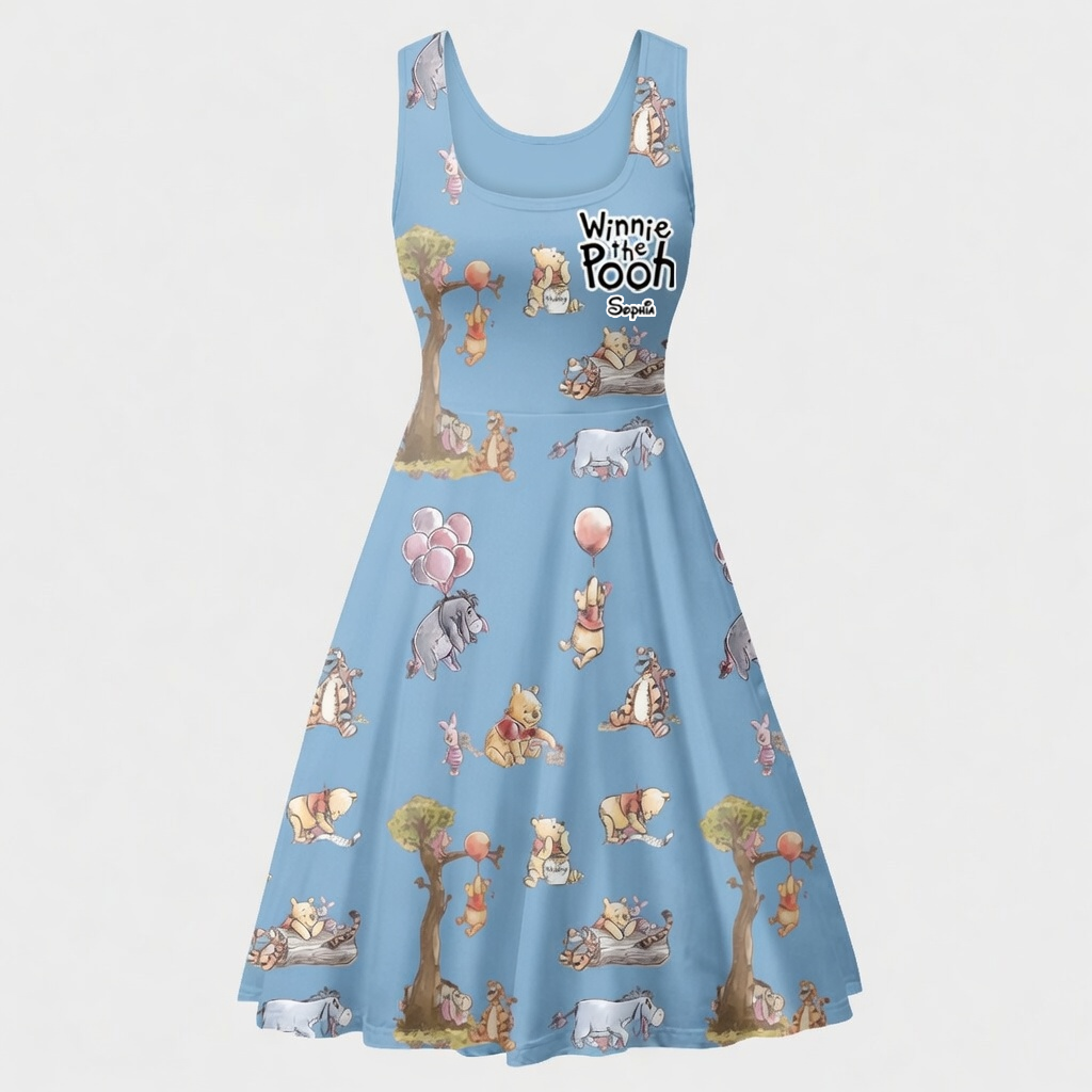 Personalized Winnie the Pooh Skater Dress for Movie Fans, Gift for Her