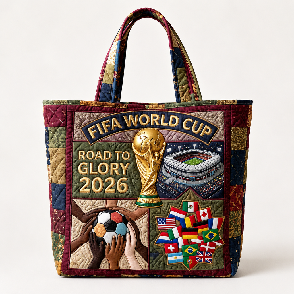 Personalized FIFA World Cup 2026 Quilted Tote Bag Gift for Soccer Fans