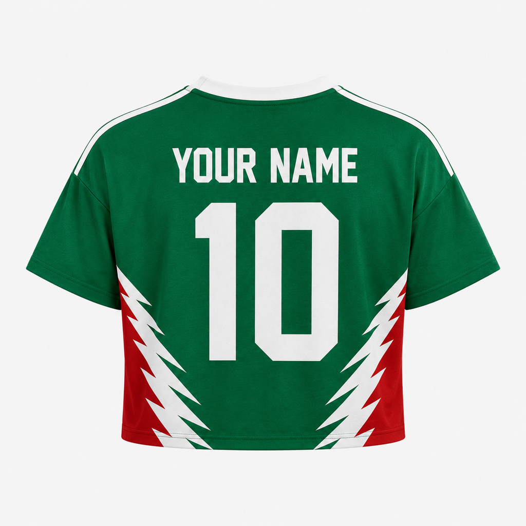 Personalized Mexico Soccer Jersey Crop Tee Custom Name Gift for Football Fans