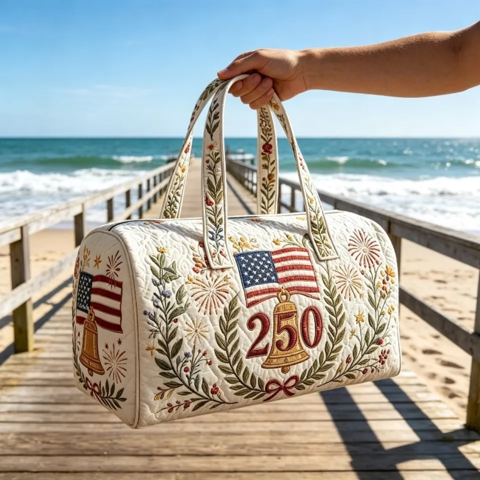 American Flag Quilted Duffle Bag Custom Gift for Patriots