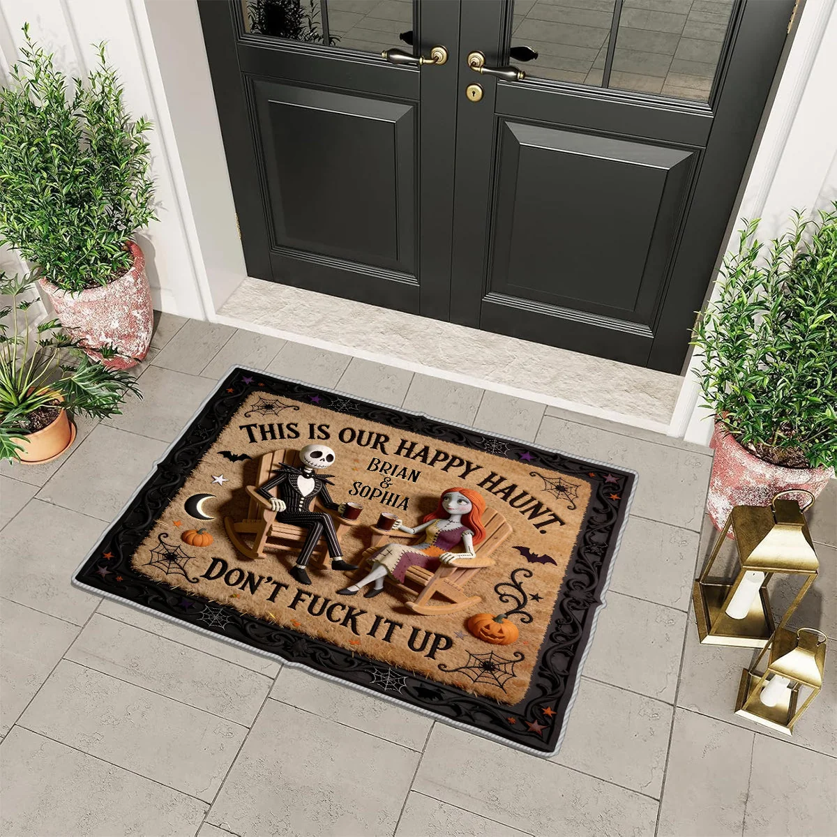 Personalized Halloween Tufted Rug Custom Name Couple Gift Tufted Rug GradoCreations