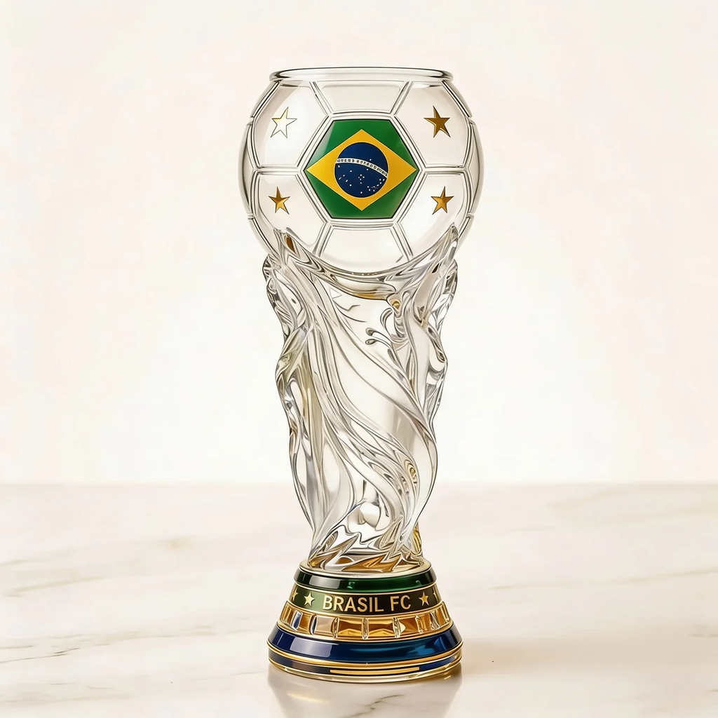 Personalized Trophy Beer Glass for Football Fans | Brazil World Cup Gift