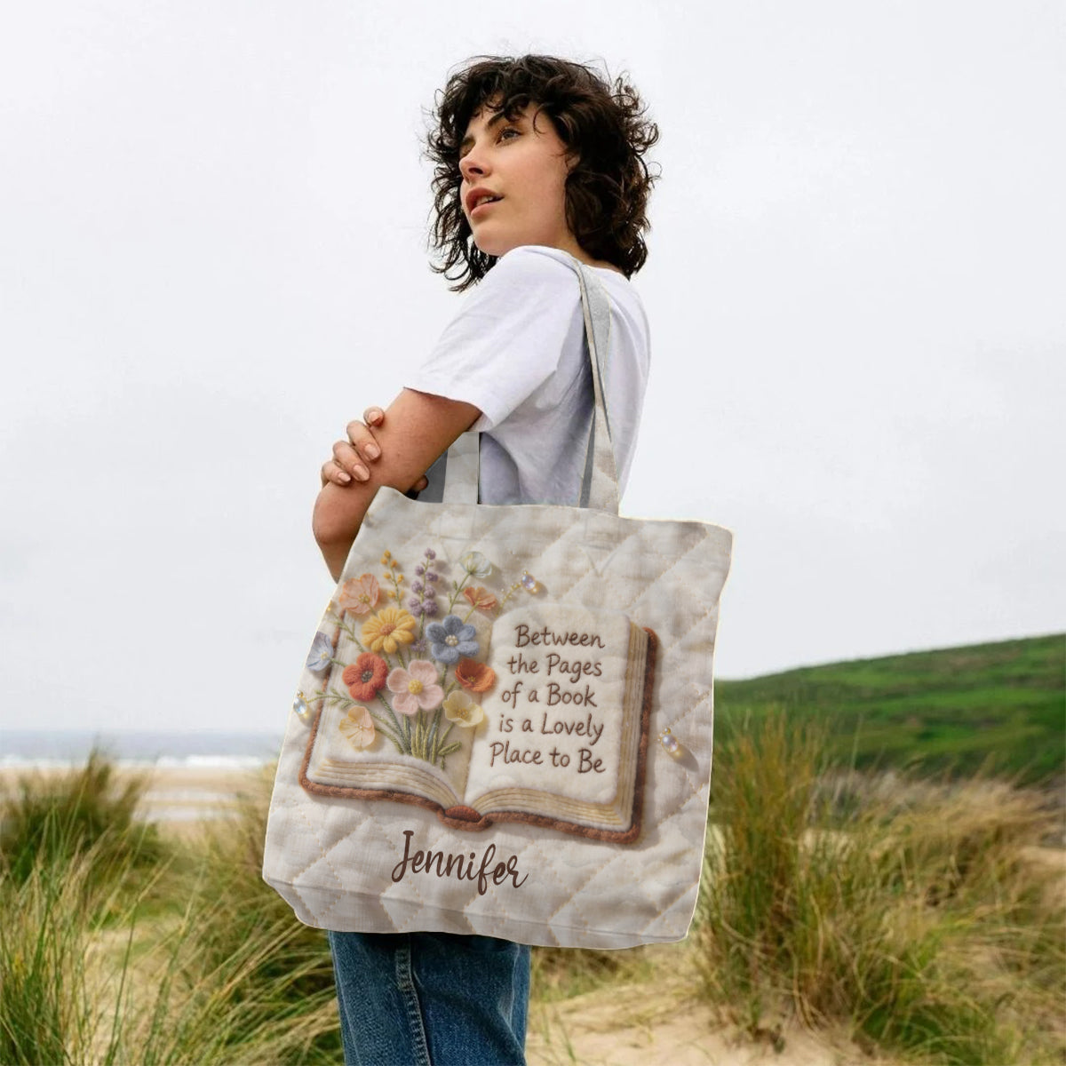 Personalized Quilted Tote Bag for Book Lovers - Custom Gift for Her