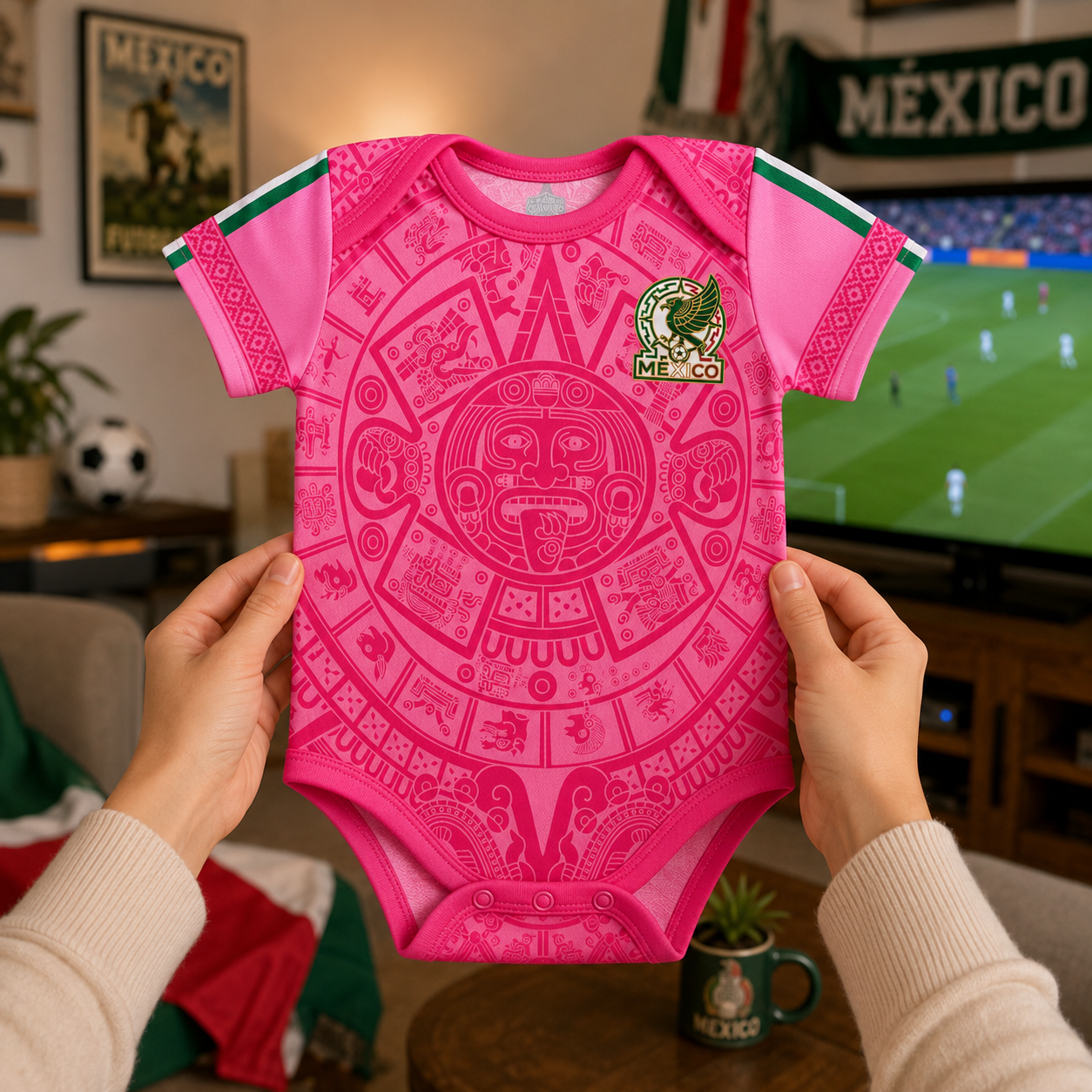 Personalized Pink Aztec Calendar Baby Bodysuit Gift for New Parents
