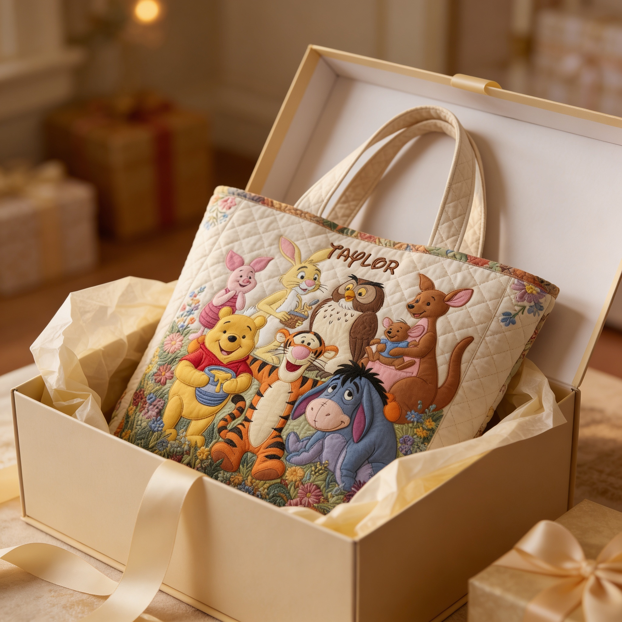 Personalized Quilted Tote Bag with Forest Friends for Movie Fans