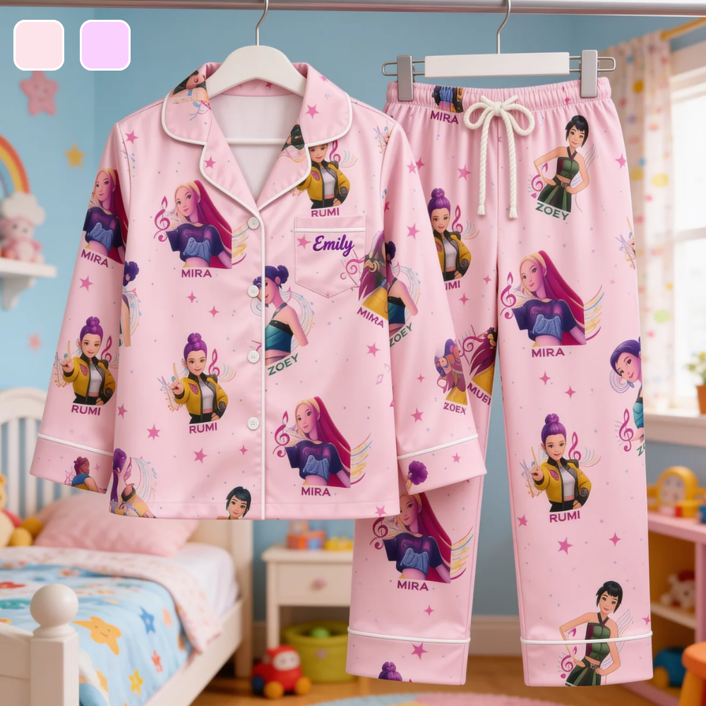 Personalized Pajama Set for Kids with Fantasy Girls Design Pajama Set GradoCreations