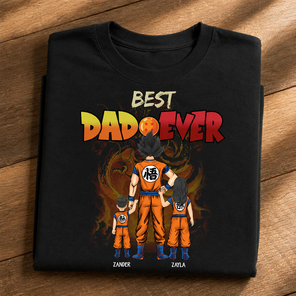 Personalized Best Dad Ever T-Shirt Custom Family Names Gift