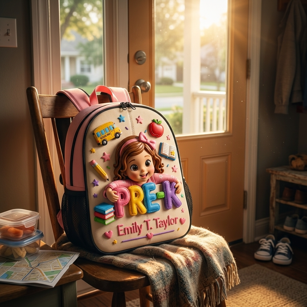 Personalized Pre-K Cartoon Kid Backpack Set with Lunch Bag, Pencil Case & Water Bottle