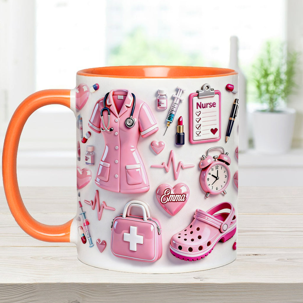 Personalized Nurse Life Mug with Cute Pink Design Gift for Nurse