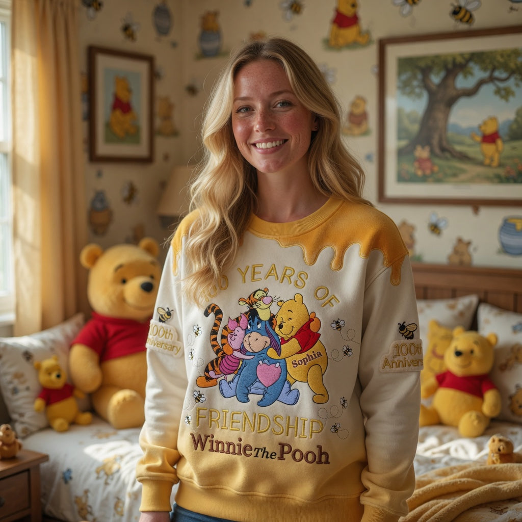 Personalized Winnie the Pooh AOP Shirt 100 Years of Friendship Gift for Movie Fans