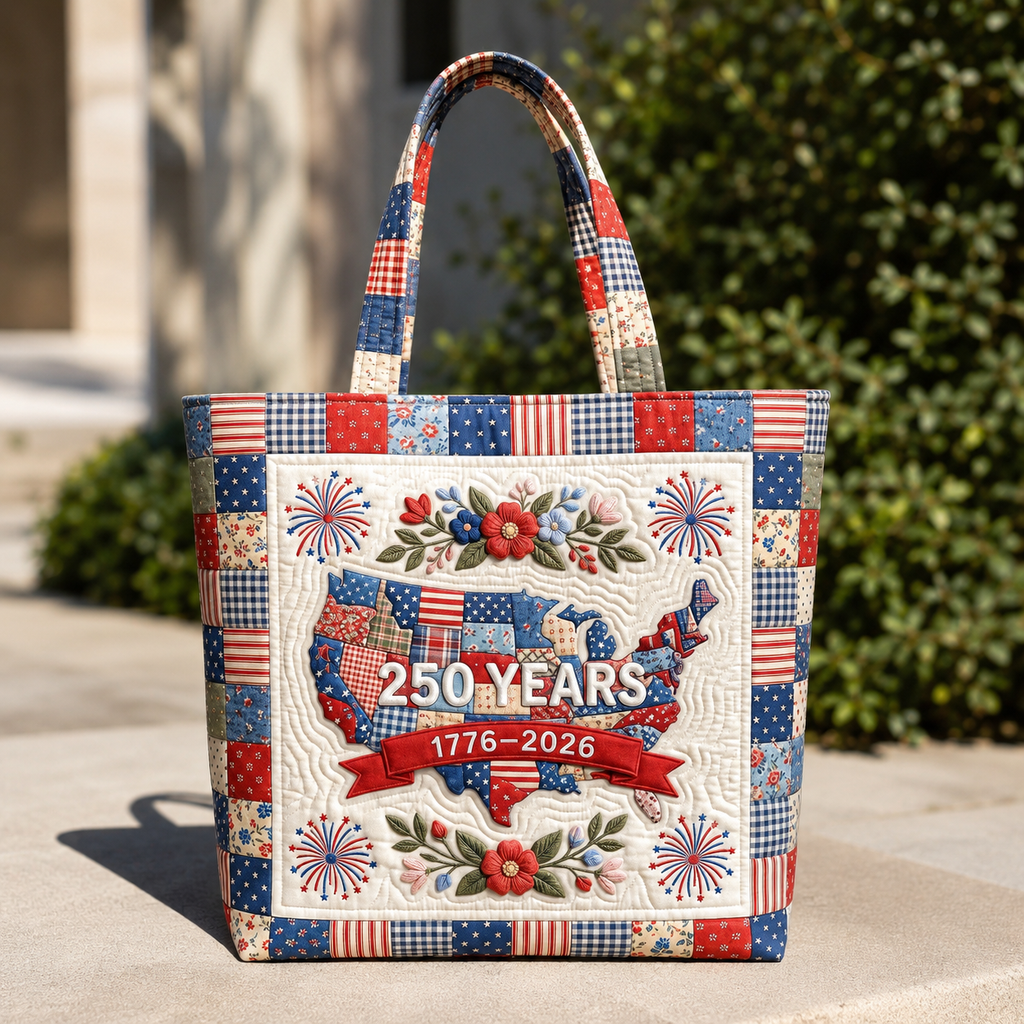 Personalized Patriotic Quilted Tote Bag 250 Years Gift for Her