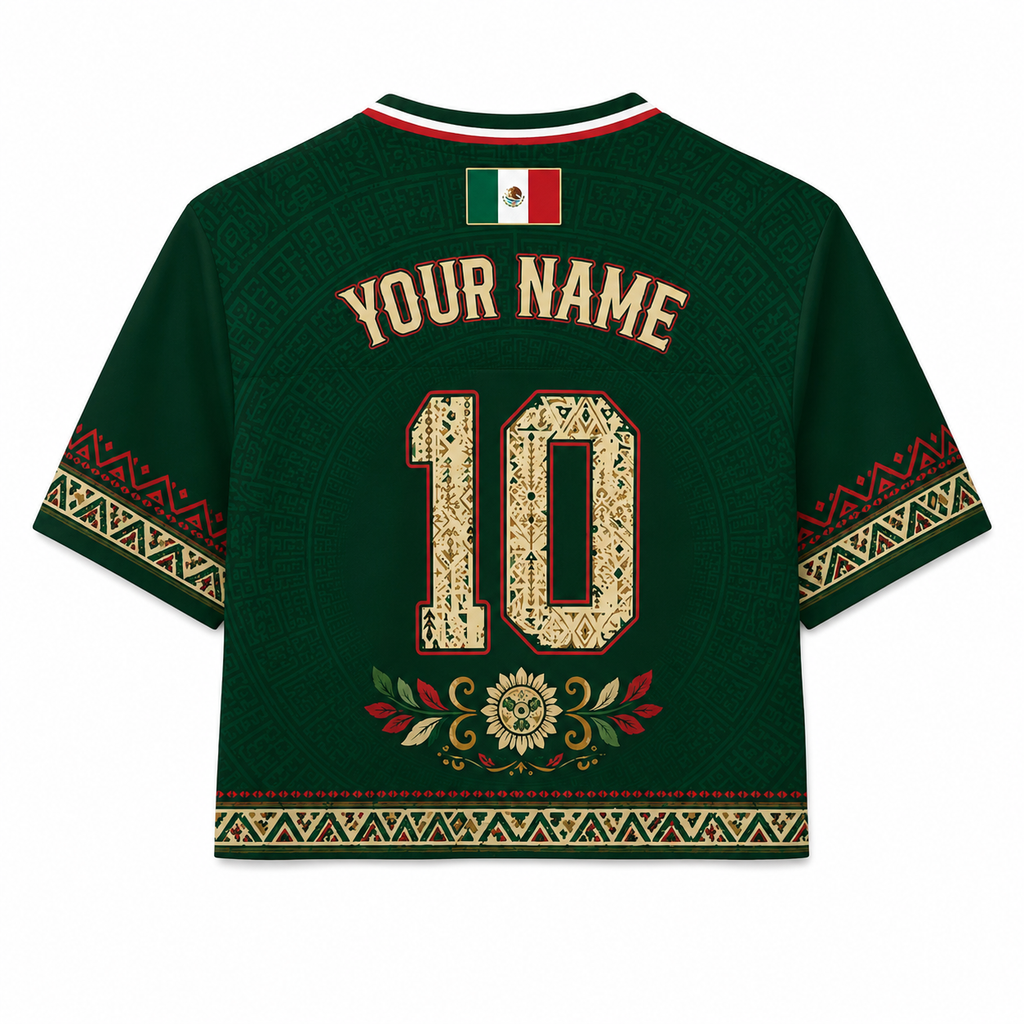 Personalized Aztec Eagle Soccer Jersey Crop Tee for Her - Unique Birthday Gift