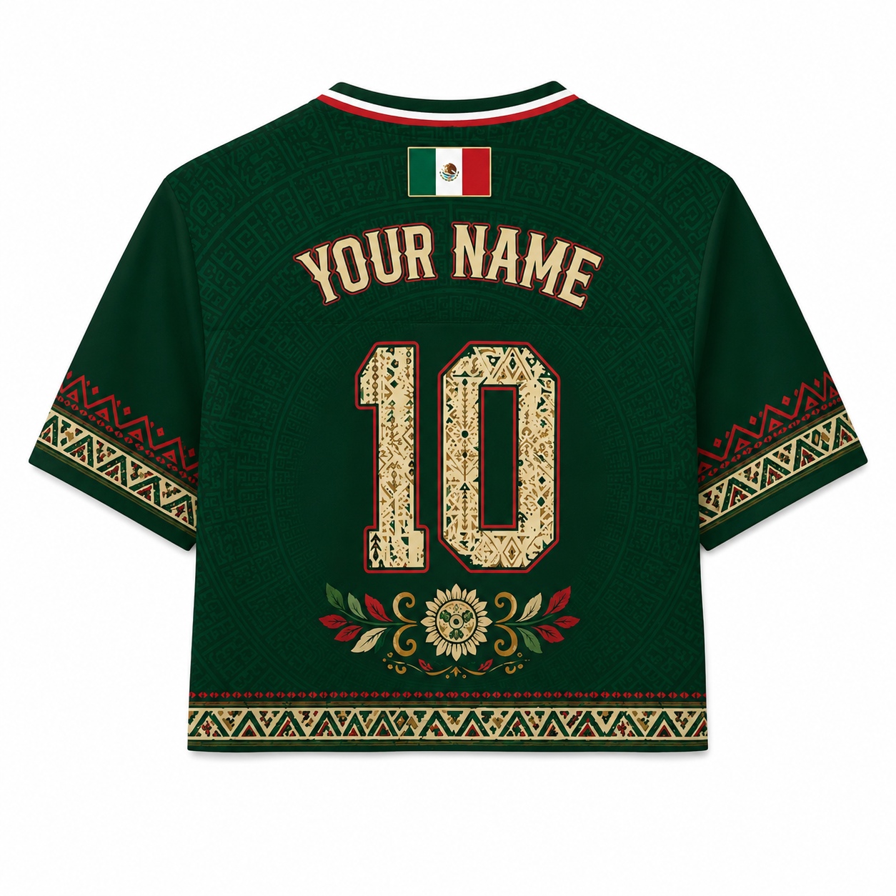 Personalized Aztec Eagle Soccer Jersey Crop Tee for Her - Unique Birthday Gift