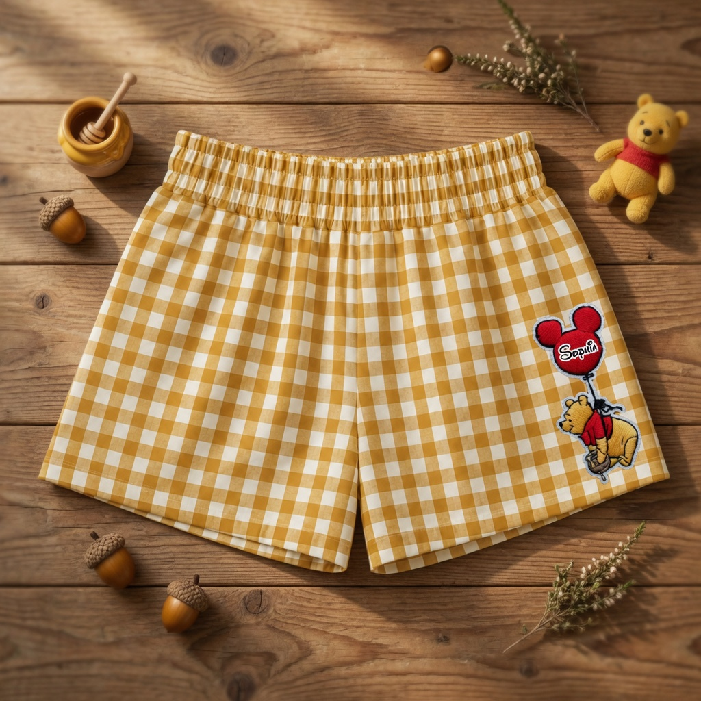 Personalized Gingham Shorts with Embroidery Gift for Her