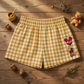 Personalized Gingham Shorts with Embroidery Gift for Her