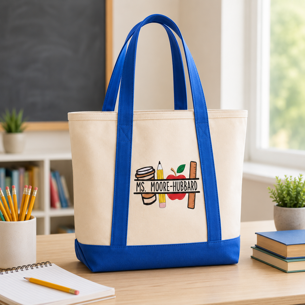Personalized Embroidery Tote Bag for Teacher | Back to School Gift