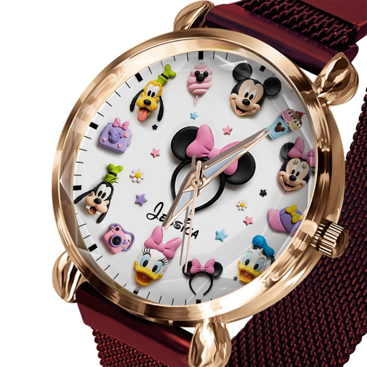 Personalized Women's Hand Watch with Disney Characters Gift for Her