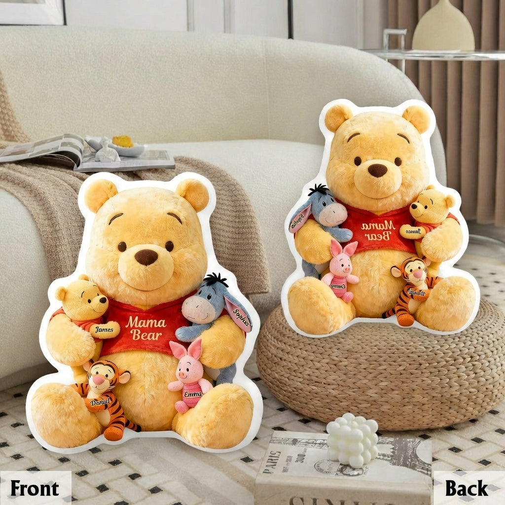 Personalized Mama Bear Shaped Pillow Custom Name Gift for Mom Pillow GradoCreations