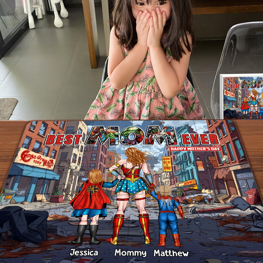 Personalized Super Hero Mom Puzzle Custom Name Gift for Mother Puzzle GradoCreations