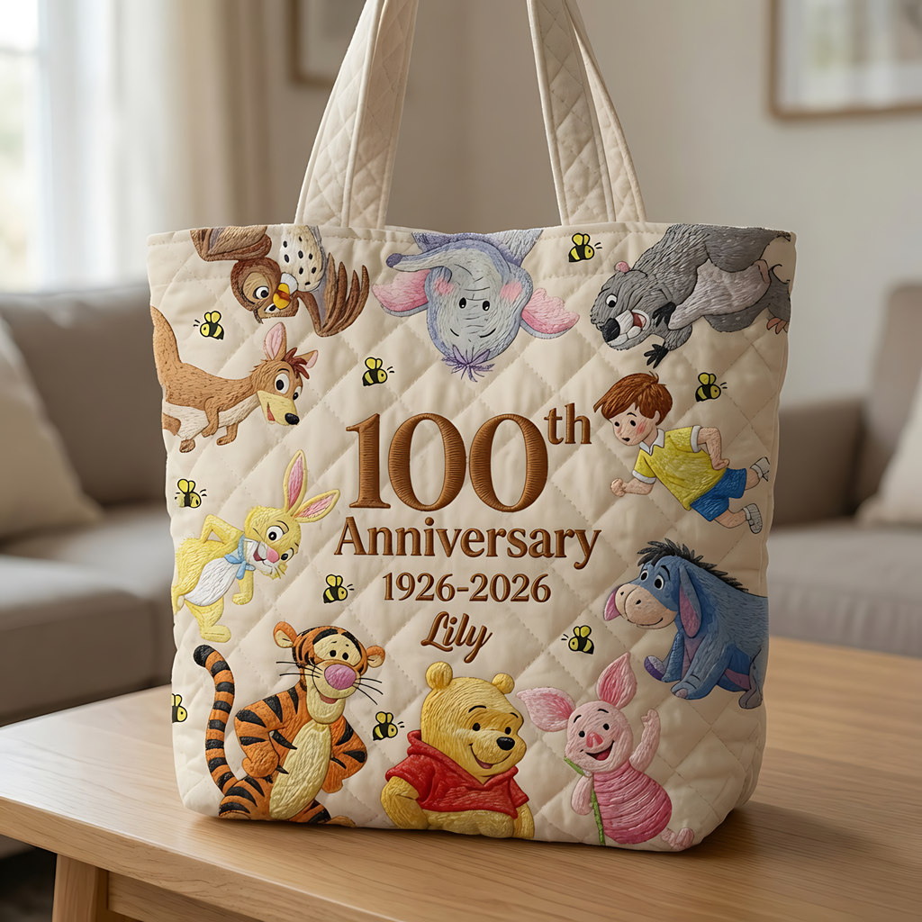 Personalized Quilted Tote Bag 100th Anniversary Gift for Her