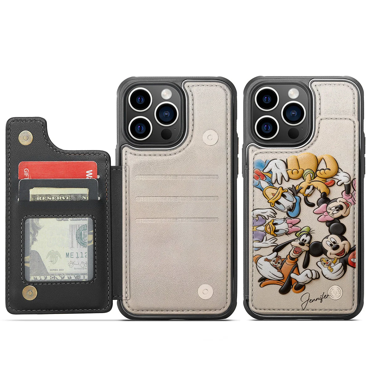Personalized Phone Wallet Case with Disney Characters Gift for Movie Fans