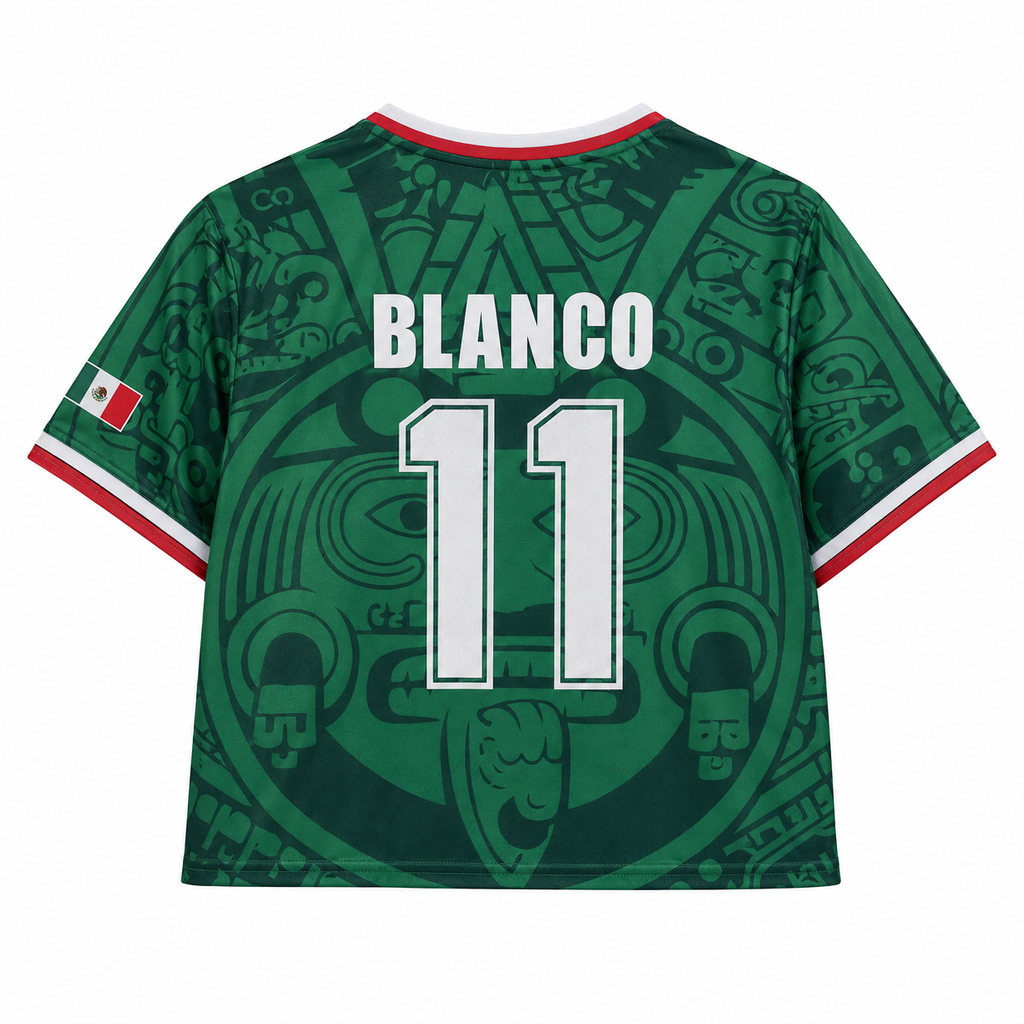 Personalized Mexico Soccer Jersey Crop Tee Custom Name Gift for Football Fans