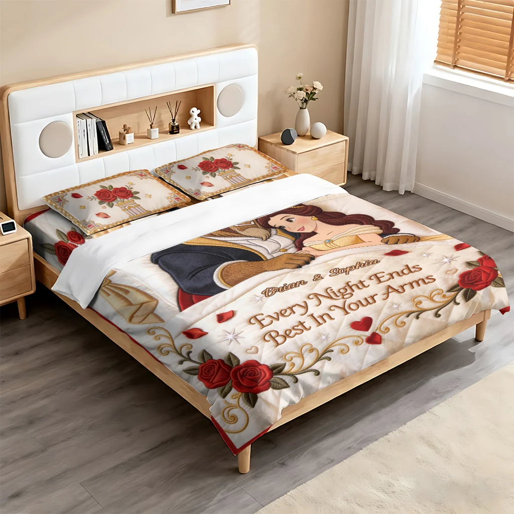 Personalized Quilted Bedding Set Custom Name Gift for Couple Quilted Bedding Set GradoCreations
