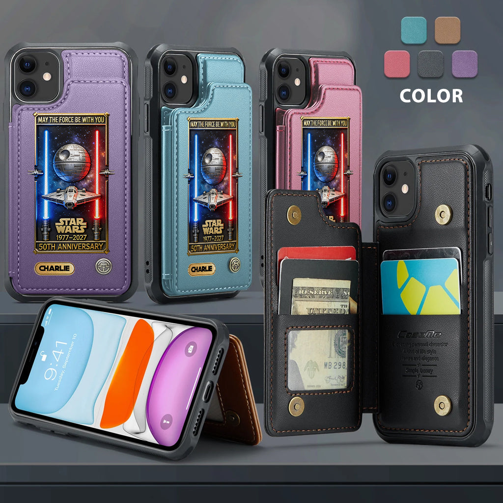 Personalized Star Wars 50th Anniversary Wallet Phone Case Gift for Fans