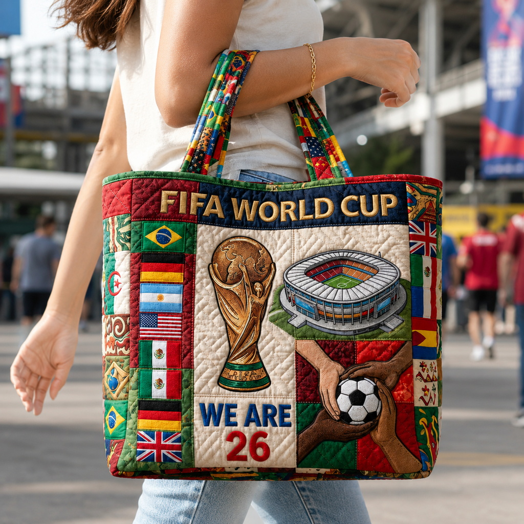 Quilted Tote Bag for World Cup 2026 Soccer Fans - Gift Idea