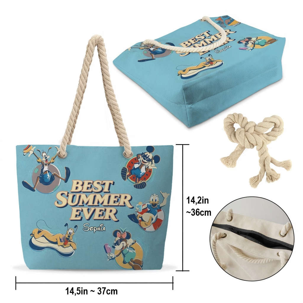 Personalized Beach Bag Custom Name Summer Vacation Gift