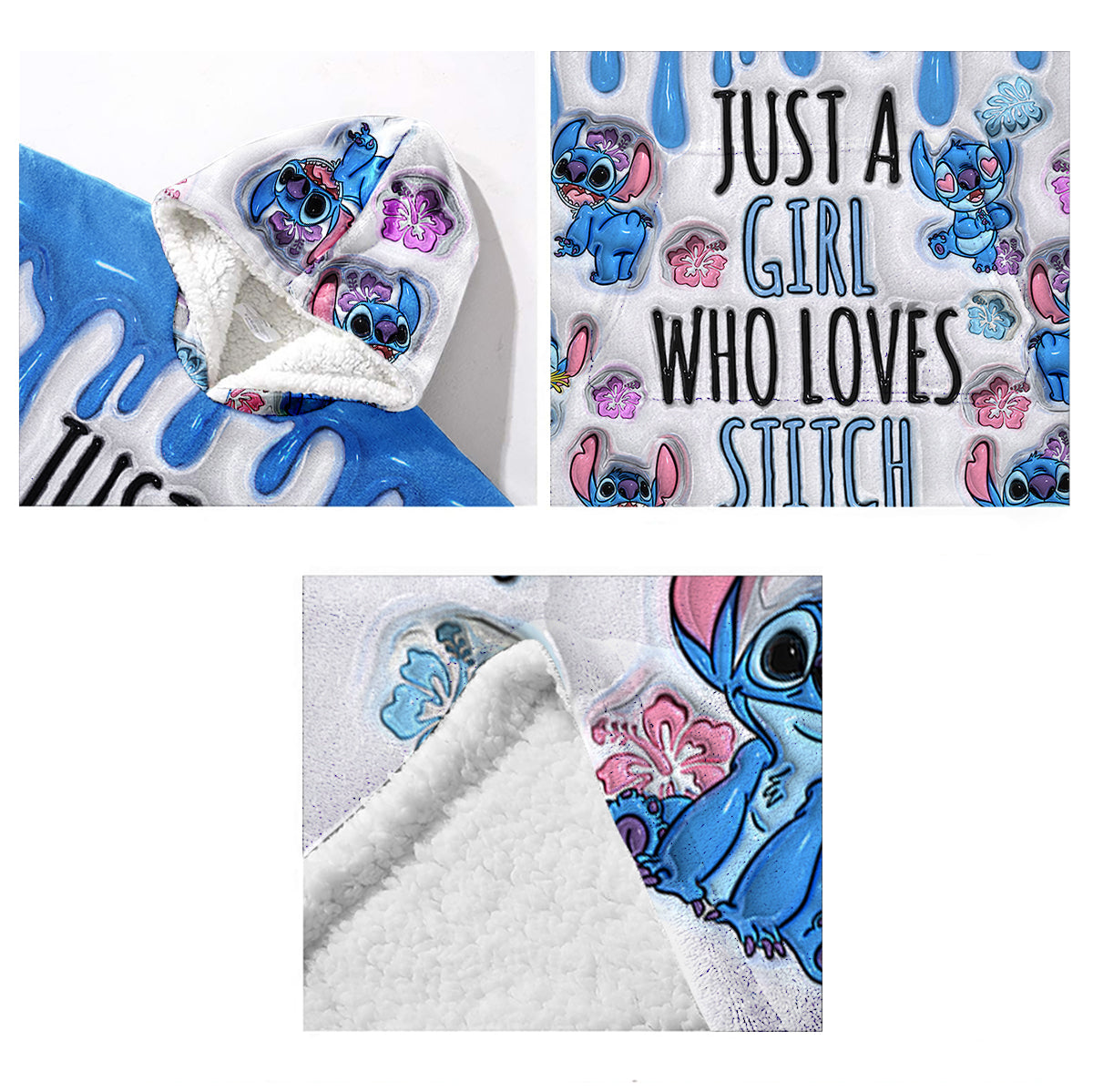 Personalized 3D Effect Blanket Hoodie for Girls | Custom Name Christmas Gift